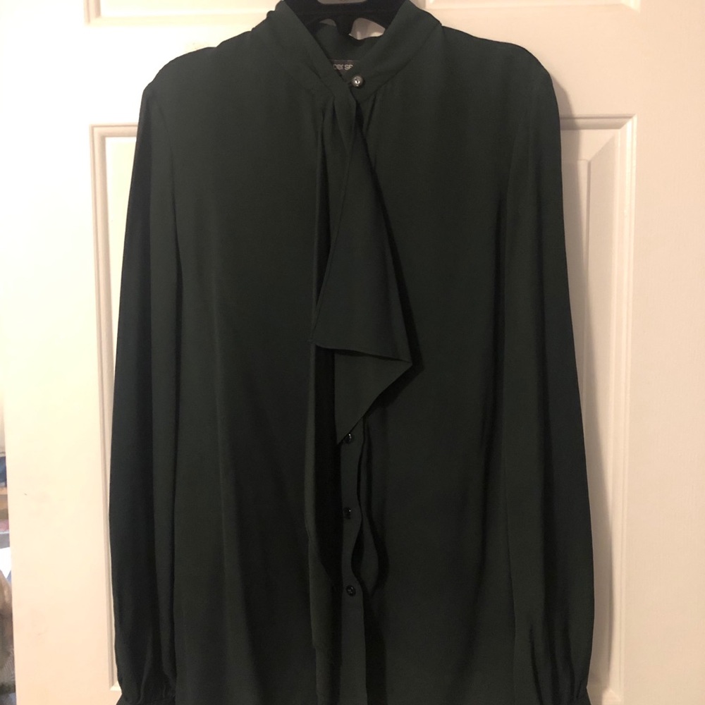 Perse long sleeve blouse with ruffle